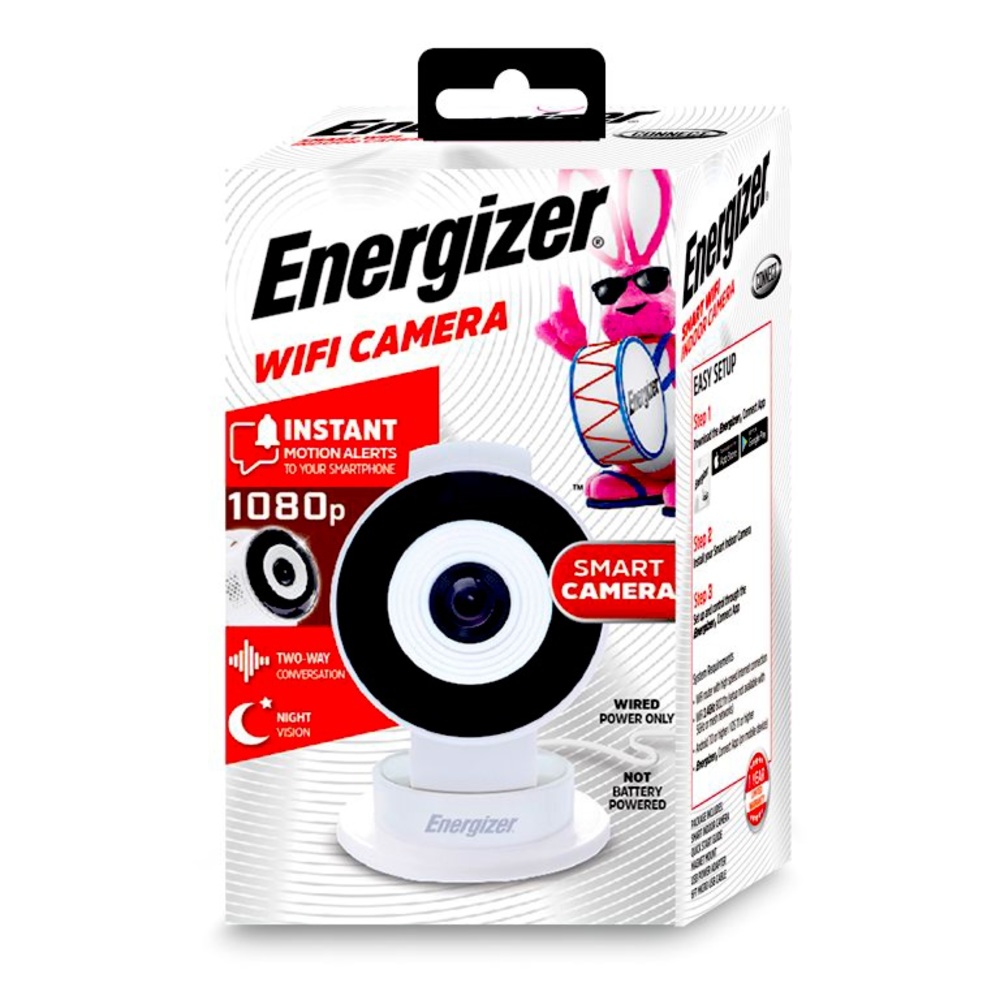 Energizer Smart Wi-Fi White Indoor Camera, 1080P Full HD, With night vision